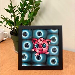 Pokémon Energy Card Mosaic – Jigglypuff Design (Handmade, 8x8, Framed)